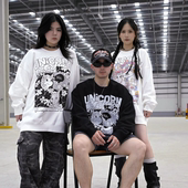 JuiceUnicorn原创治愈漫画男女情侣美式 印花长袖 宽松重磅圆领卫衣