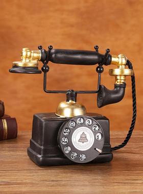 美式复古电话机摆件家居客厅酒柜装饰酒吧拍摄道具怀旧电话机模型