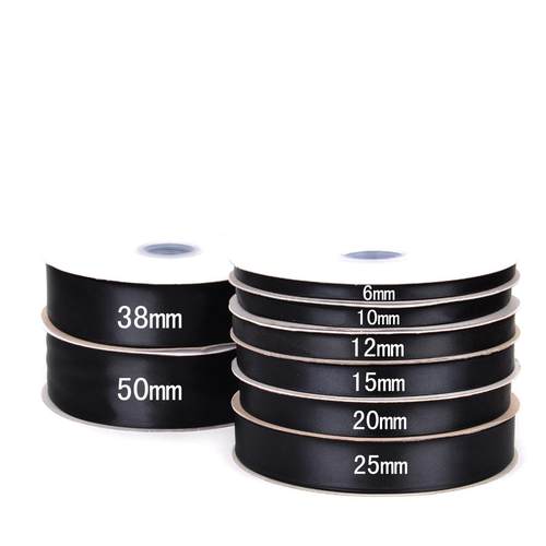 厂家直销0.6-5cm厘米黑色加密涤纶带单面涤纶缎带服装辅料色丁带