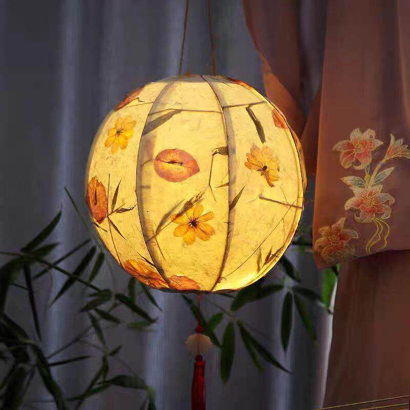 中秋节古风花草纸灯笼diy手工制作材料包汉服手提花灯兔子灯宫灯