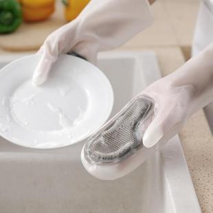 家务洗碗乳胶手套女防水耐用厨房刷锅洗菜洗衣服家用清洁家务手套