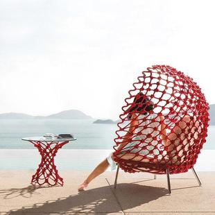 北欧创意户外沙发庭阳休藤446闲藤编沙台发别墅院单人圆形椅户外