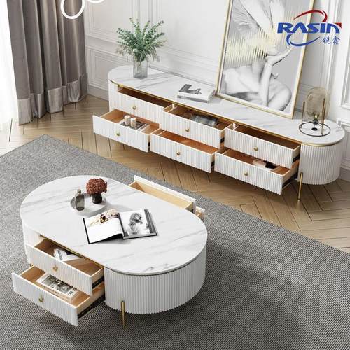 地港2069式轻奢极简现不锈钢金属代小户型用电视柜柜茶家几