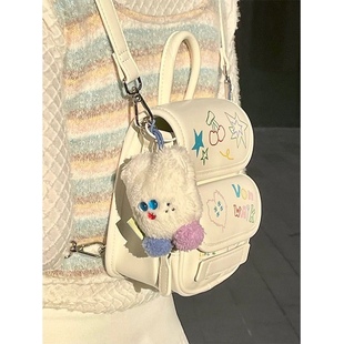 原创涂鸦小众设计感皮质双肩包女款斜挎包出游小背包