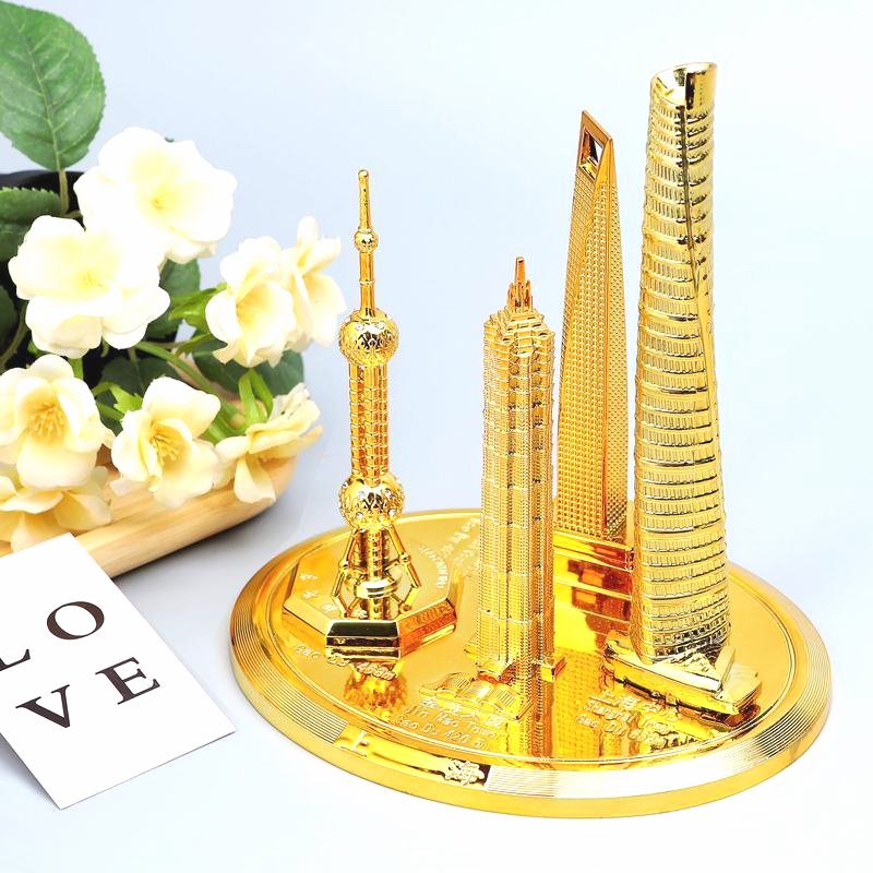 上海旅游纪念品东方明珠金茂大厦环球中心建筑套装摆件模型工艺品