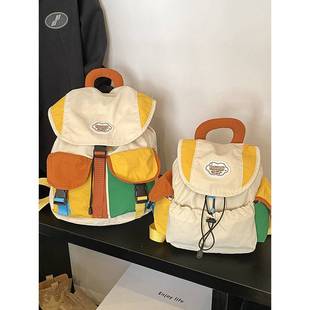 【天猫正品】男生初中生用书包女初中生高颜值ins小众大容量耐脏大学生小众设计感慵懒风双肩包韩系女士结实