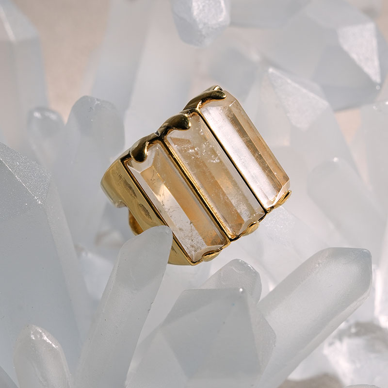 Goossens原色3颗天然水晶戒指