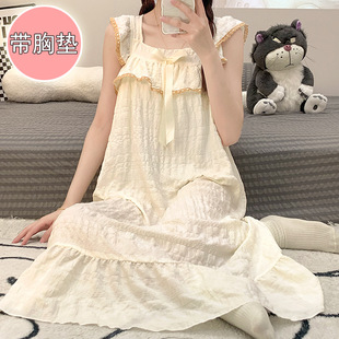 夏季 甜美家居服女 短袖 睡裙卡通简约睡衣宽松女士加肥中简约长款