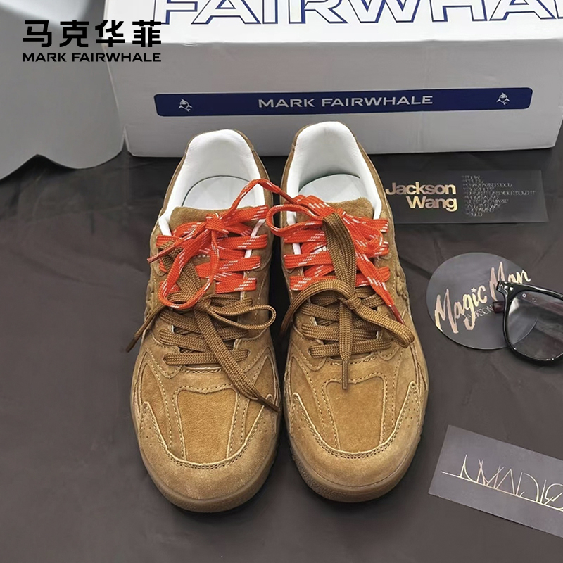 马克华菲德训鞋女情侣款夏季棕色新款低帮软底鞋子女休闲运动女鞋