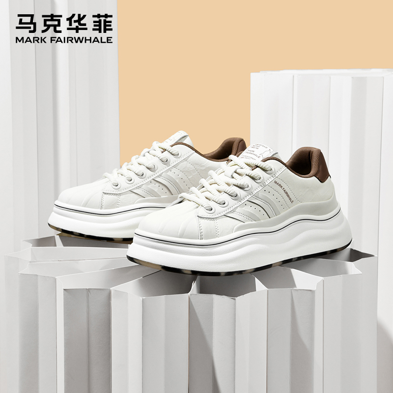 马克华菲男鞋2025冬季新款贝壳头板鞋时尚增高耐磨休闲运动鞋子男