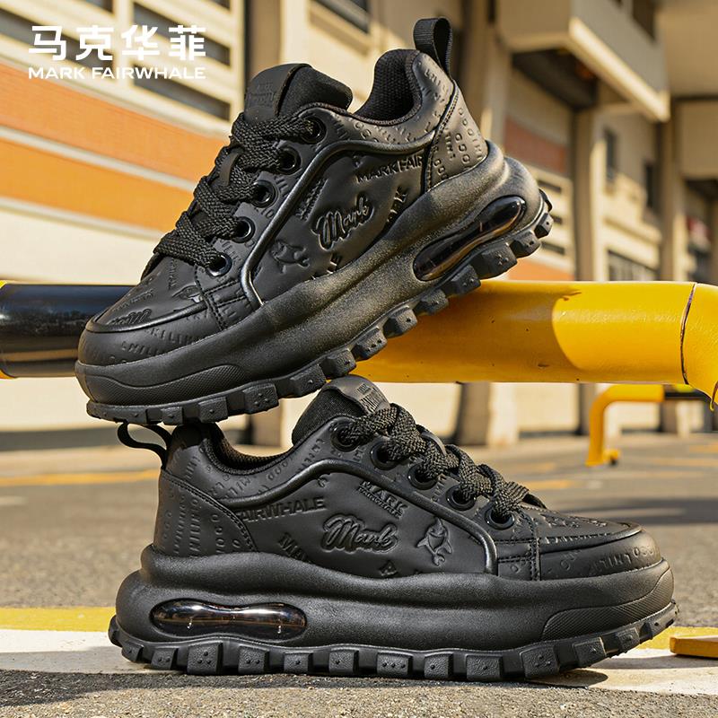 马克华菲男鞋2025冬季新款男士运动休闲鞋潮流厚底鞋子男增高板鞋