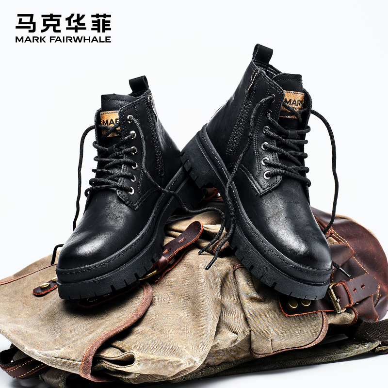 马克华菲2025新款马丁靴男工装鞋