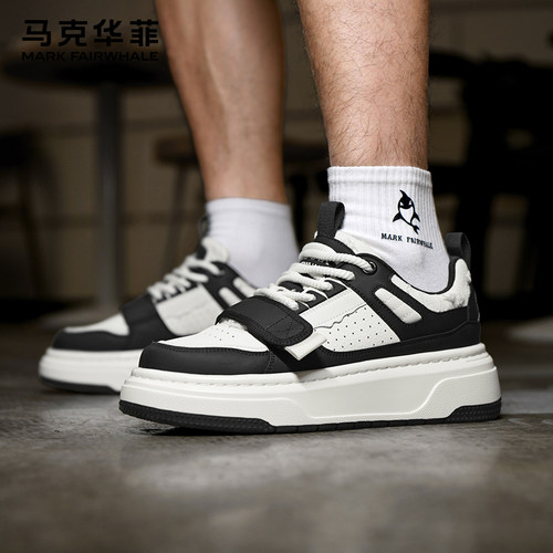 马克华菲男鞋2025冬季新款厚底增高板鞋时尚潮流百搭运动休闲鞋子