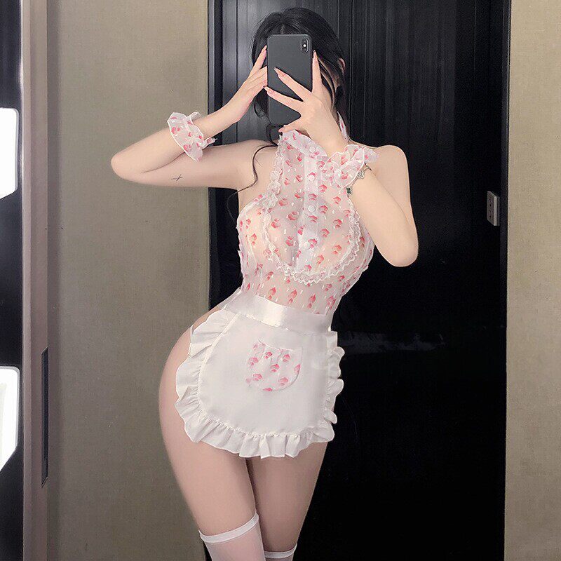 性感抹胸纯欲女仆甜美厨娘围裙制服套装角色扮演女佣透视情调内衣