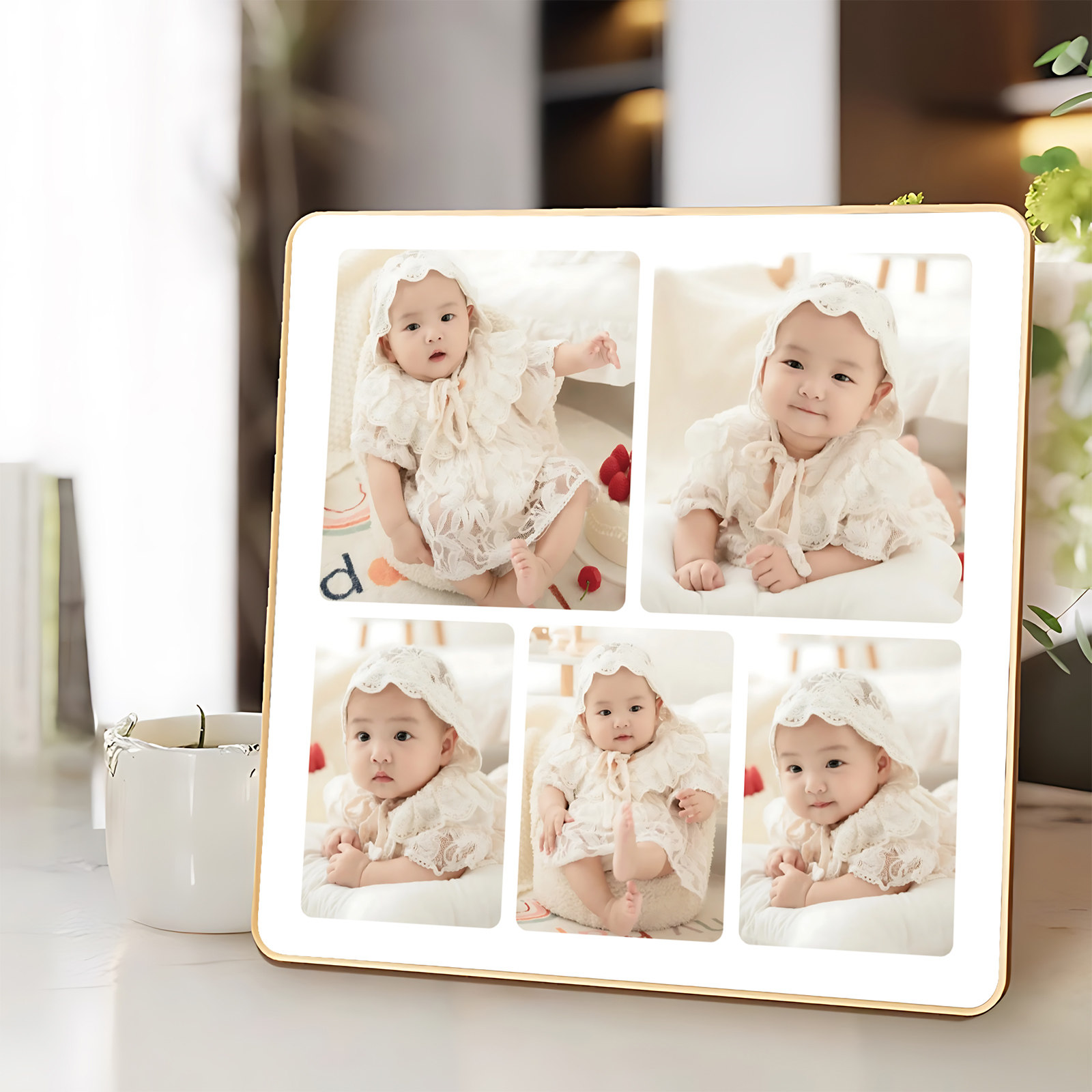 九宫格相框儿童照片定制水晶制作摆件摆台打印挂墙宝宝相片高级感