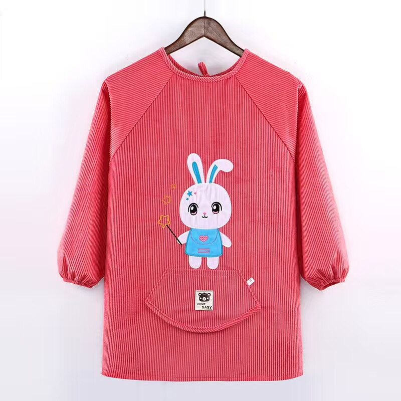 大版儿童中长款防水防脏画画衣围裙罩衣反穿衣羽绒服外罩美术围裙