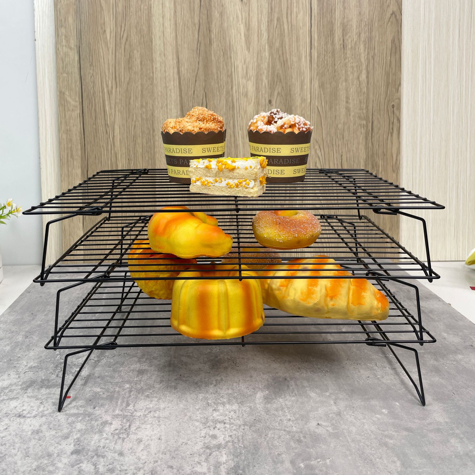 烘焙工具3层蛋糕模具冷凉架 面包冷却架 不沾冷晾网可拆解晾饼架