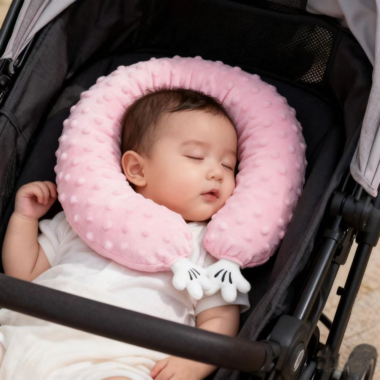 U型枕豆豆绒学生儿童午休枕护颈枕办公室旅行可爱u形枕头幼儿园