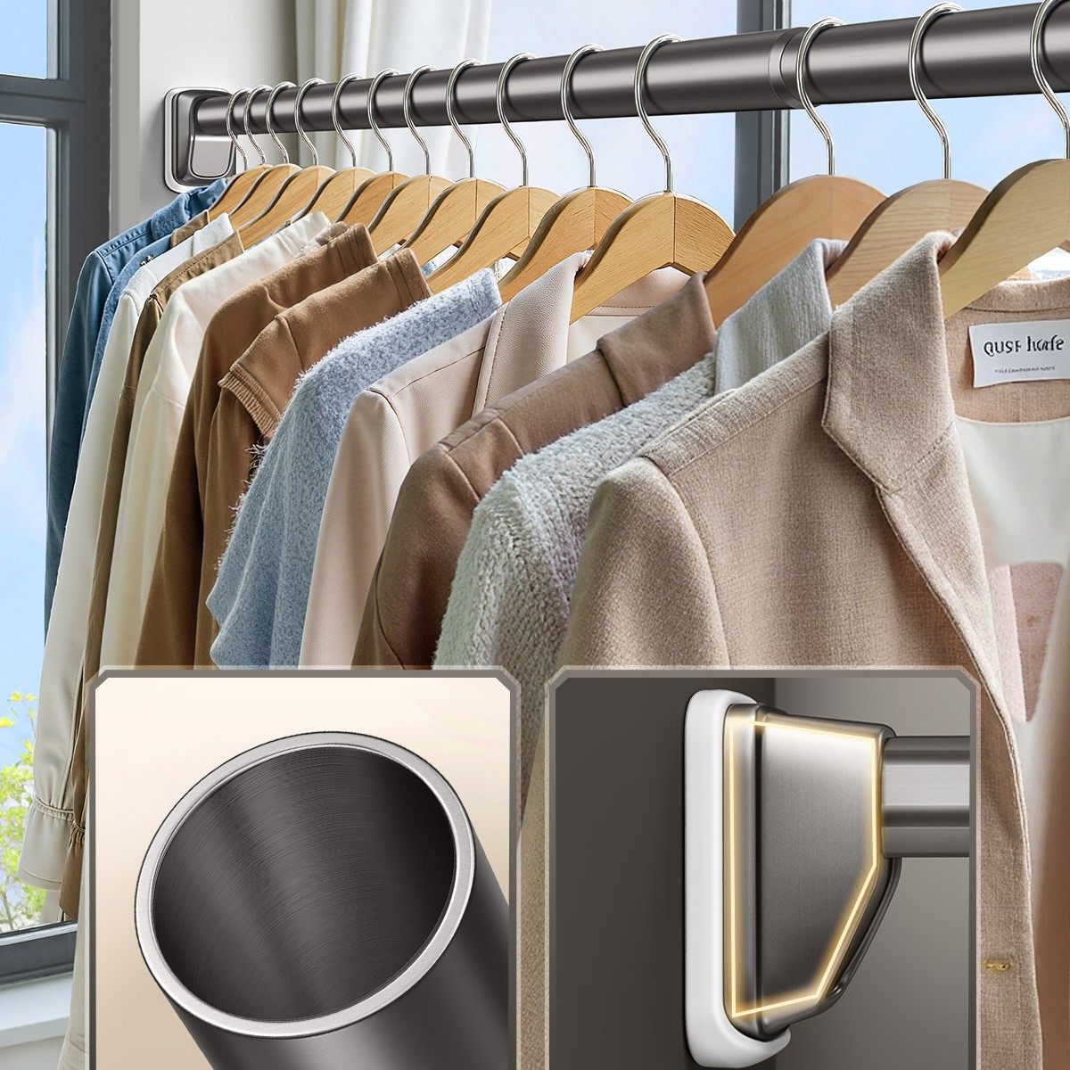 免打孔晾衣架挂杆可伸缩衣柜承重支撑调节横杆卫生间万能固定单杆,家装主材,伸缩晾衣架,淘宝优惠券,粉丝福利购,淘宝优惠卷