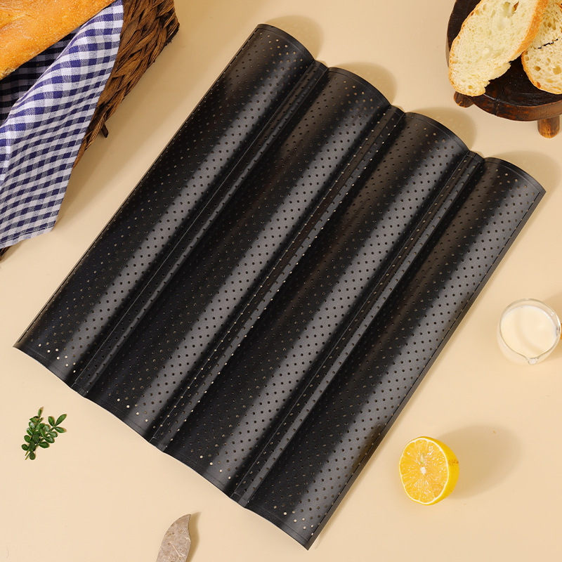 法式面包架 法条 法棍4连3连法式面包棍烤盘模具不沾西点烘焙模具