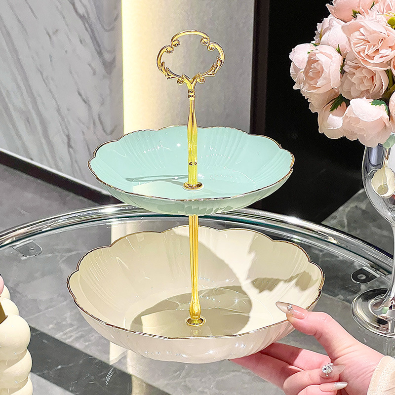 新款轻奢水果盘客厅家用茶几糖果盘蛋糕托盘高端零食摆件架甜品台