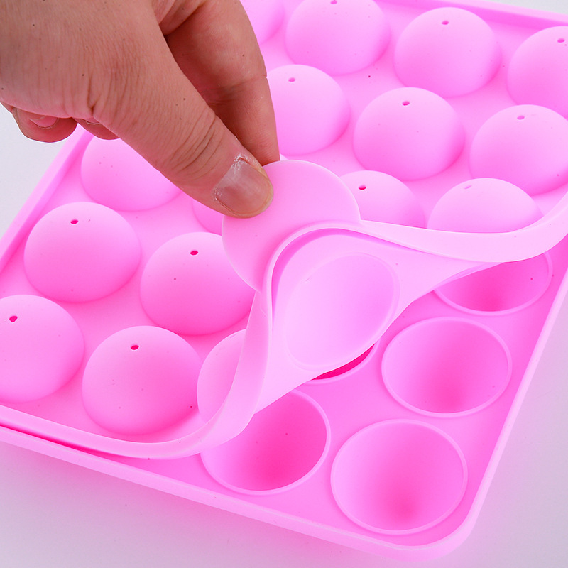 现货硅胶20孔连棒棒糖模具圆球立体糖果蛋糕模球形巧克力烘培模具