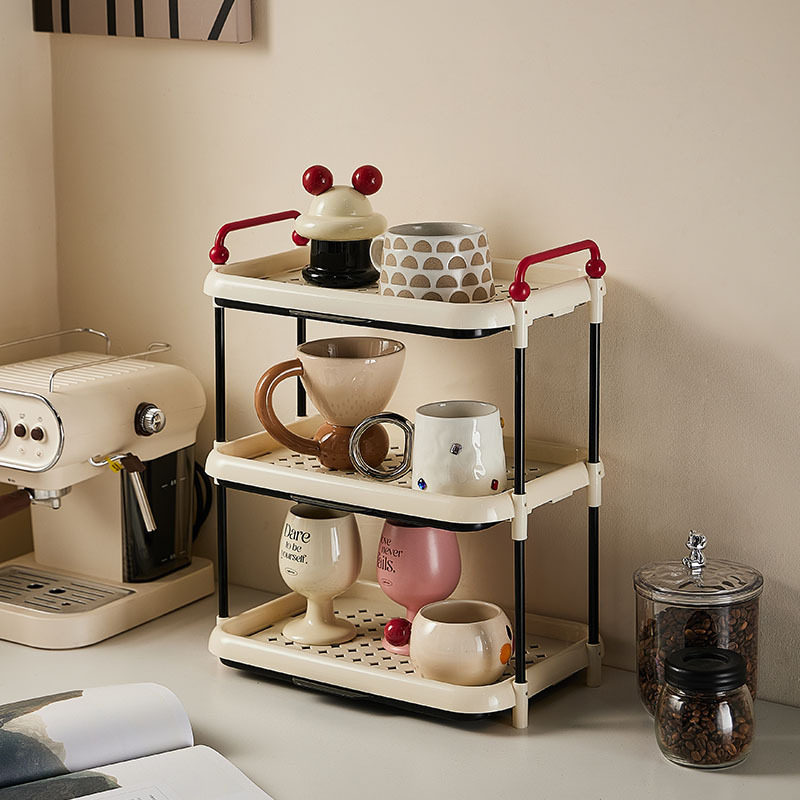 高颜值桌面水杯置物架 双层带沥水盘杯架 家用客厅水壶茶具收纳架,收纳整理,书桌收纳置物架,淘宝优惠券,粉丝福利购,淘宝优惠卷