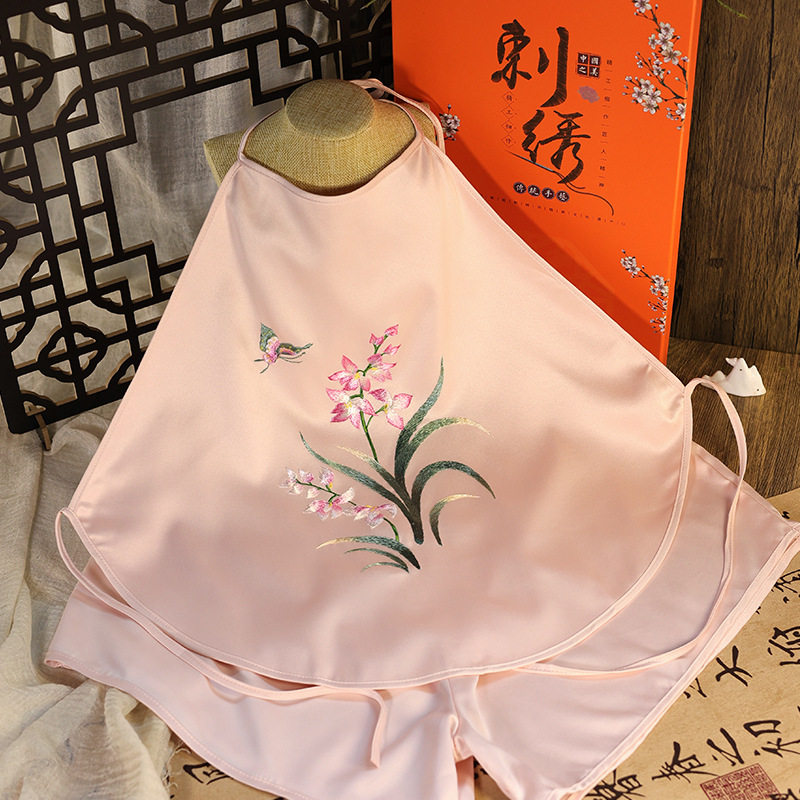 苏绣刺绣成品真丝女成人肚兜复古抹胸