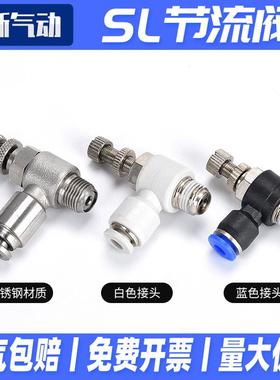 气动元件不锈钢气动接头调速阀多规格SL型外螺纹节流阀快插接头