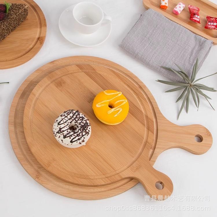日式QKD寸9寸171寸质圆形木披萨盘竹木托盘木披萨盘实披木萨板烧