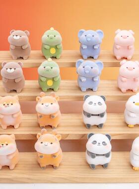 创意卡通毛绒绒趴趴迷你小摆件治愈电脑显示器摆件桌面装饰批