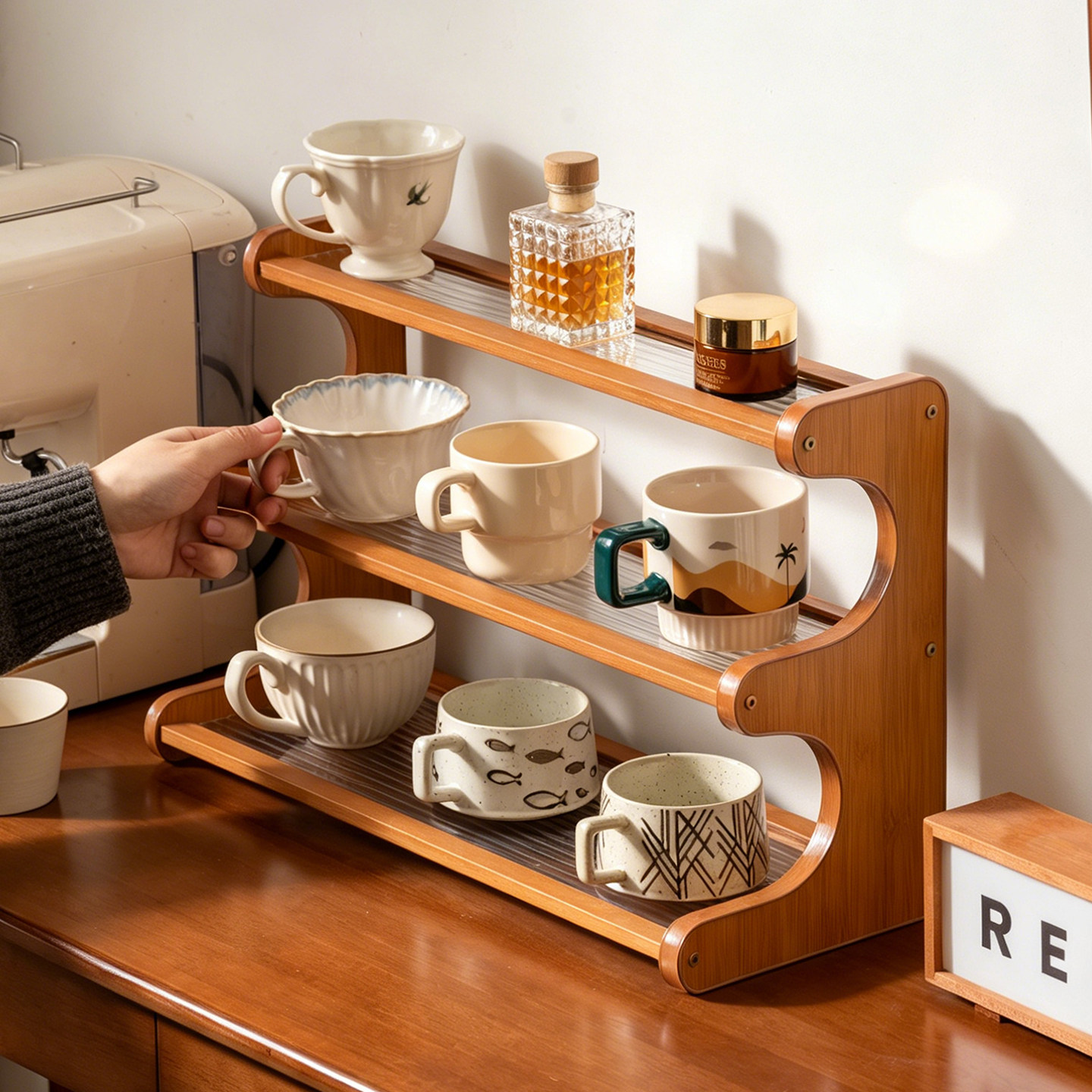 新型杯架子桌面置物架分层式收纳多层茶具咖啡角水杯架转角亚克力