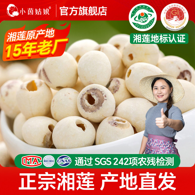 小茵姑娘莲子干货湘潭去芯白莲500g无硫磨皮带芯莲子百合银耳湘莲
