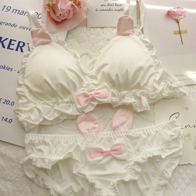 兔耳朵少女内衣薄款萝莉可爱日系套装学生bra无钢圈软妹文胸罩