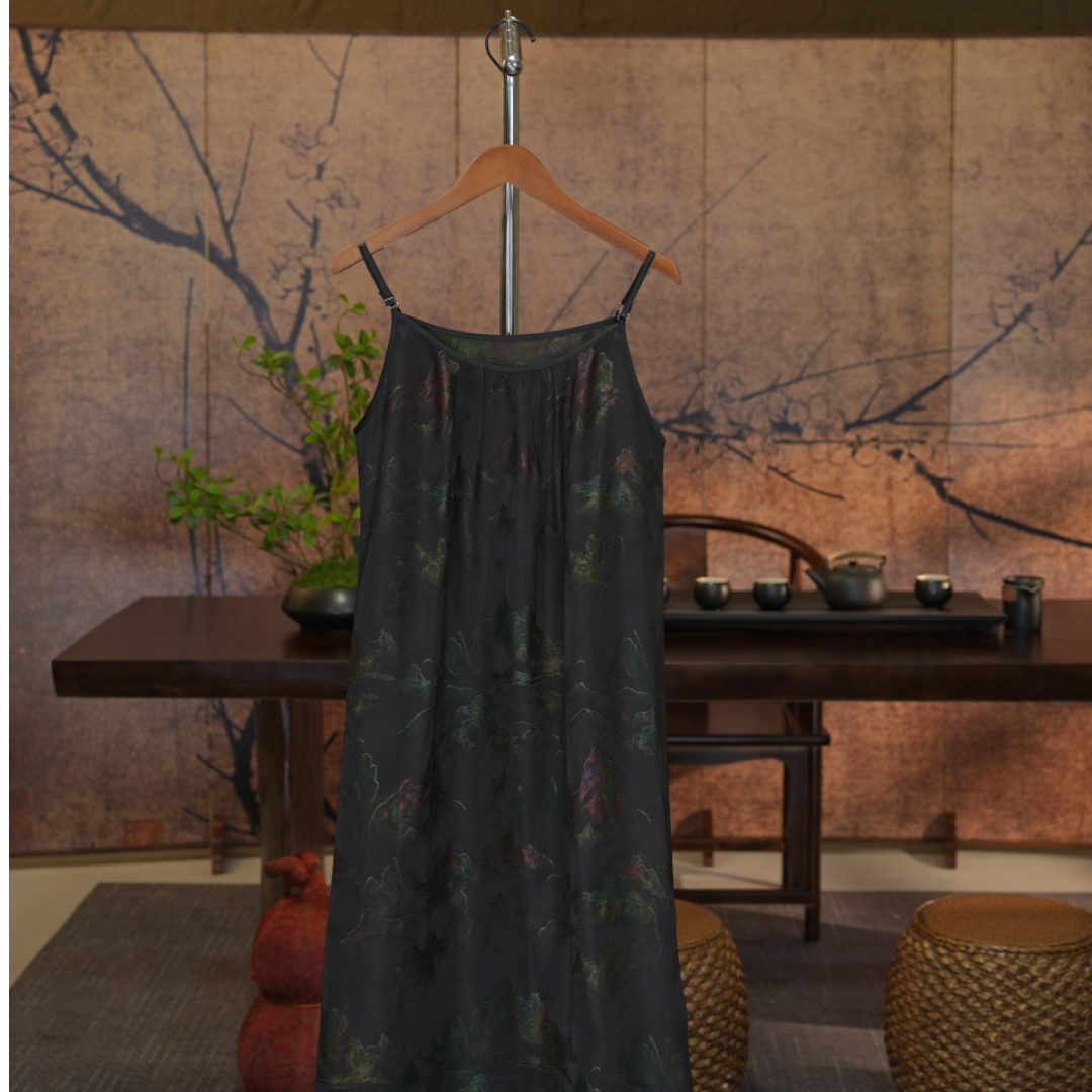 【韵染云山】重缎新中式国风香云纱花萝老料织花吊带裙老钱,女装/女士精品,裙子,淘宝优惠券,粉丝福利购,淘宝优惠卷