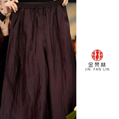 中国风桑蚕丝抽绳龟纹老料裙裤 新中式 中年妈妈设计款 初梦