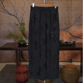 提花流苏缎面阔腿裤 新款 国风新中式 休闲女裤 风和日丽