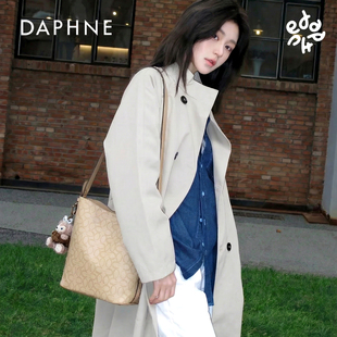 Daphne达芙妮时尚 大容量气质单肩托特通勤水桶包10828浅卡其 新款