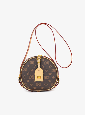 达芙妮Daphne时尚百搭印花经典小圆饼包斜挎包10309