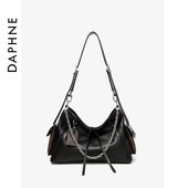 达芙妮Daphne时尚 百搭黑色单肩包小众女士斜挎包6124183187 10262