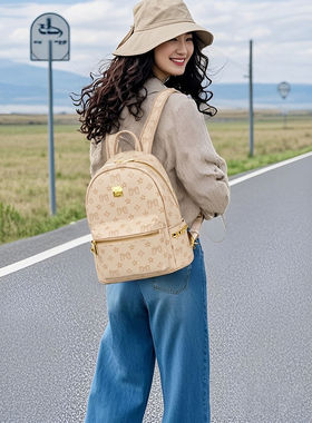 达芙妮Daphne2025新款时尚印花女经典双肩包单肩通勤包包10253