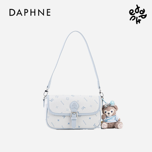 达芙妮浅蓝腋下包女2025新款 印花手提单肩月牙日常通勤小巧斜挎包