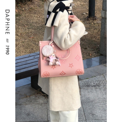 Daphne/达芙妮2025新款女百搭通勤印花女士大容量单肩托特包10500