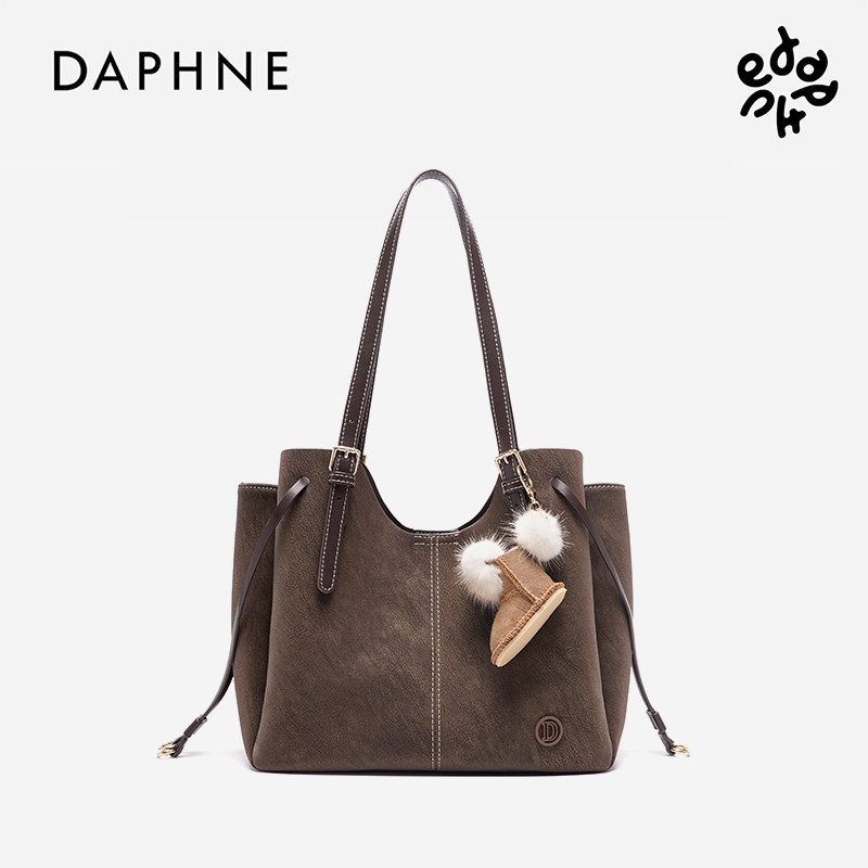 达芙妮棕色托特包女2025新款冬大容量学生百搭手提单肩上班通勤包