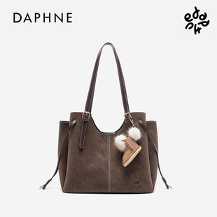 达芙妮棕色托特包女2025新款 冬大容量学生百搭手提单肩上班通勤包