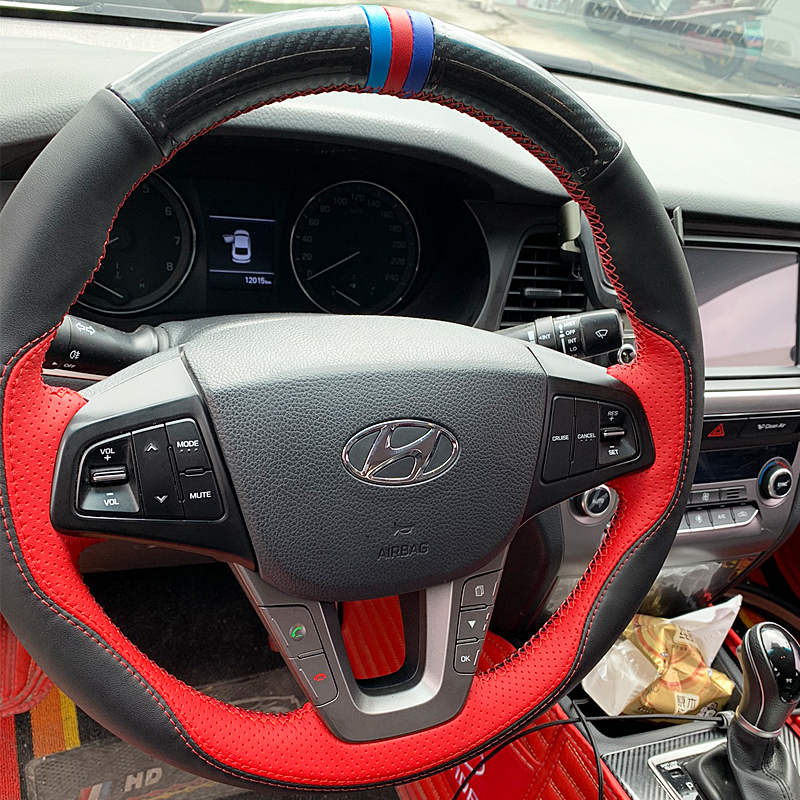 用于库现代d悦领动途胜达名图IX235L菲斯塔伊兰特方向盘把套皮手