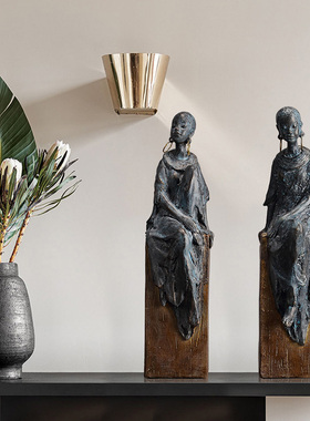 怀旧创意非洲艺术人像摆件餐厅会所样板房客厅桌面装饰Z工艺品摆