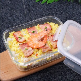 乐扣耐热玻璃保鲜盒微波炉适用饭盒长方形1L便S当盒LLG445