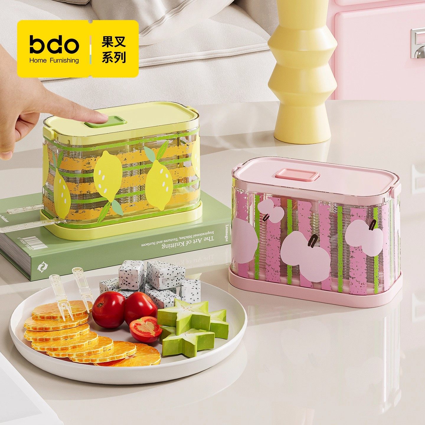 水果叉一次性食品级轻奢高级感按压式果叉家用小叉子水果签收纳盒,餐饮具,水果叉/水果签,淘宝优惠券,粉丝福利购,淘宝优惠卷