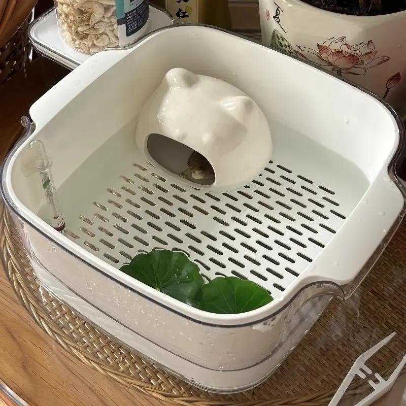 乌龟饲养缸躲避屋家用客厅宿舍桌面小型巴西龟晒台鱼缸换水方便